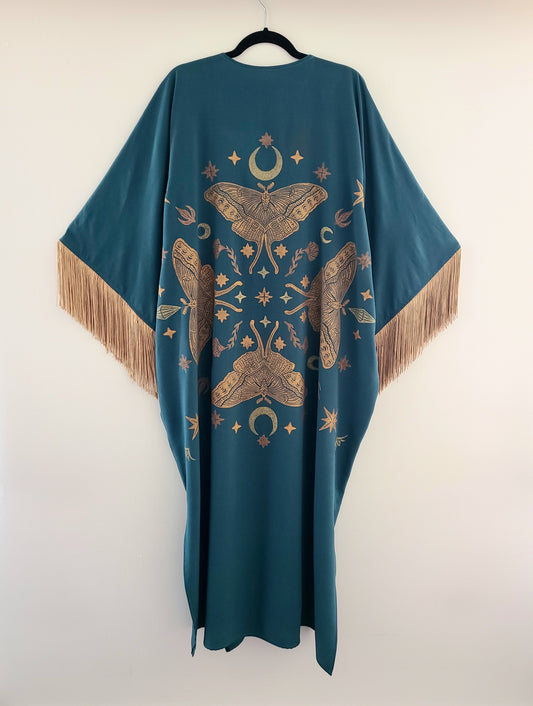 Moth Queen Kaftan Dress in Teal | size L/XL
