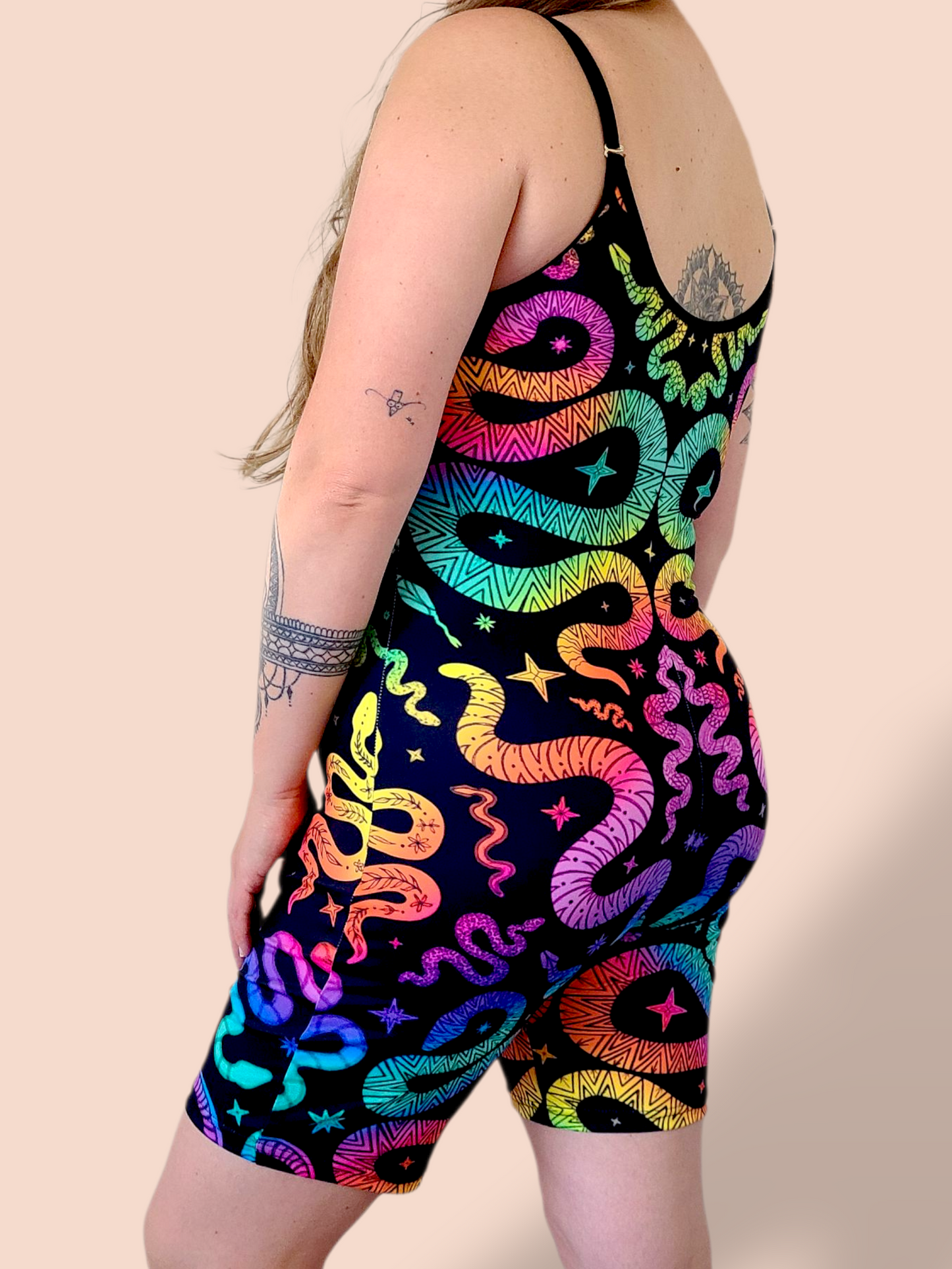 Snake Charmer Cami Short Bodysuit ✴ Black Multi