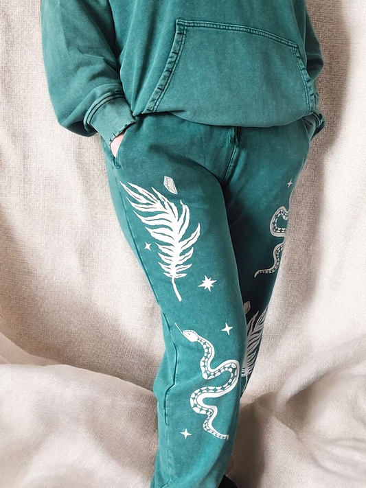 Forest Ritual Acid Wash Sweatpants ✴ Dusty Green