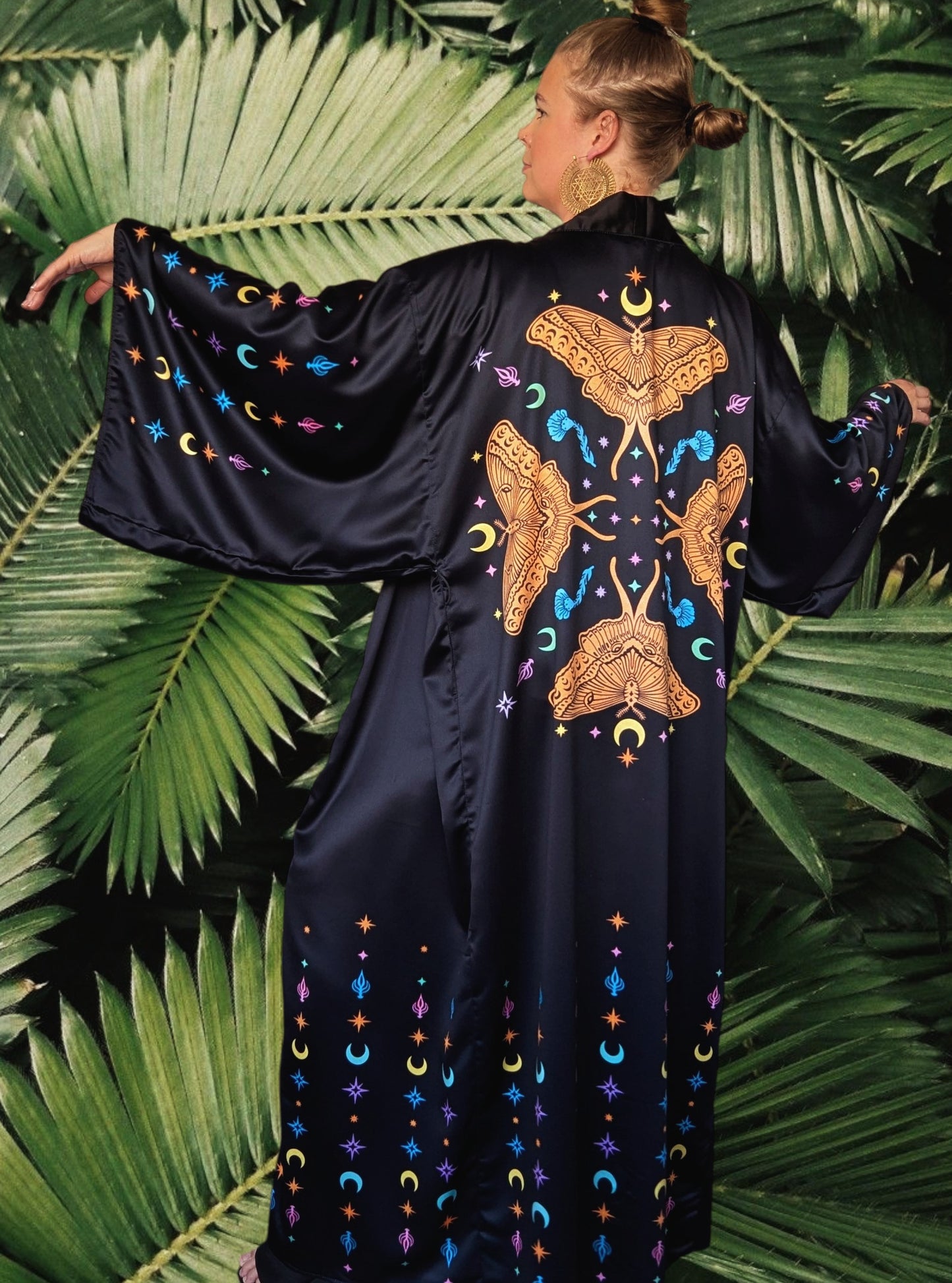 Moth Queen Long Robe ✴ Black Multi
