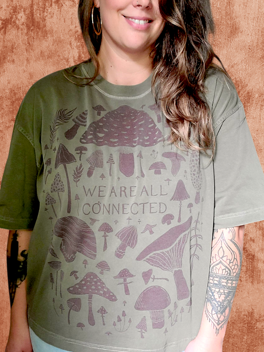 Mushroom Unisex Boxy T-Shirt ✴ Sage