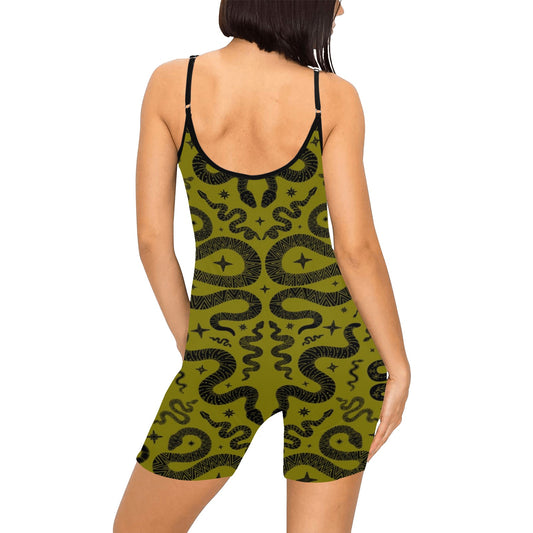 Snake Charmer Cami Short Bodysuit ✴ Olive