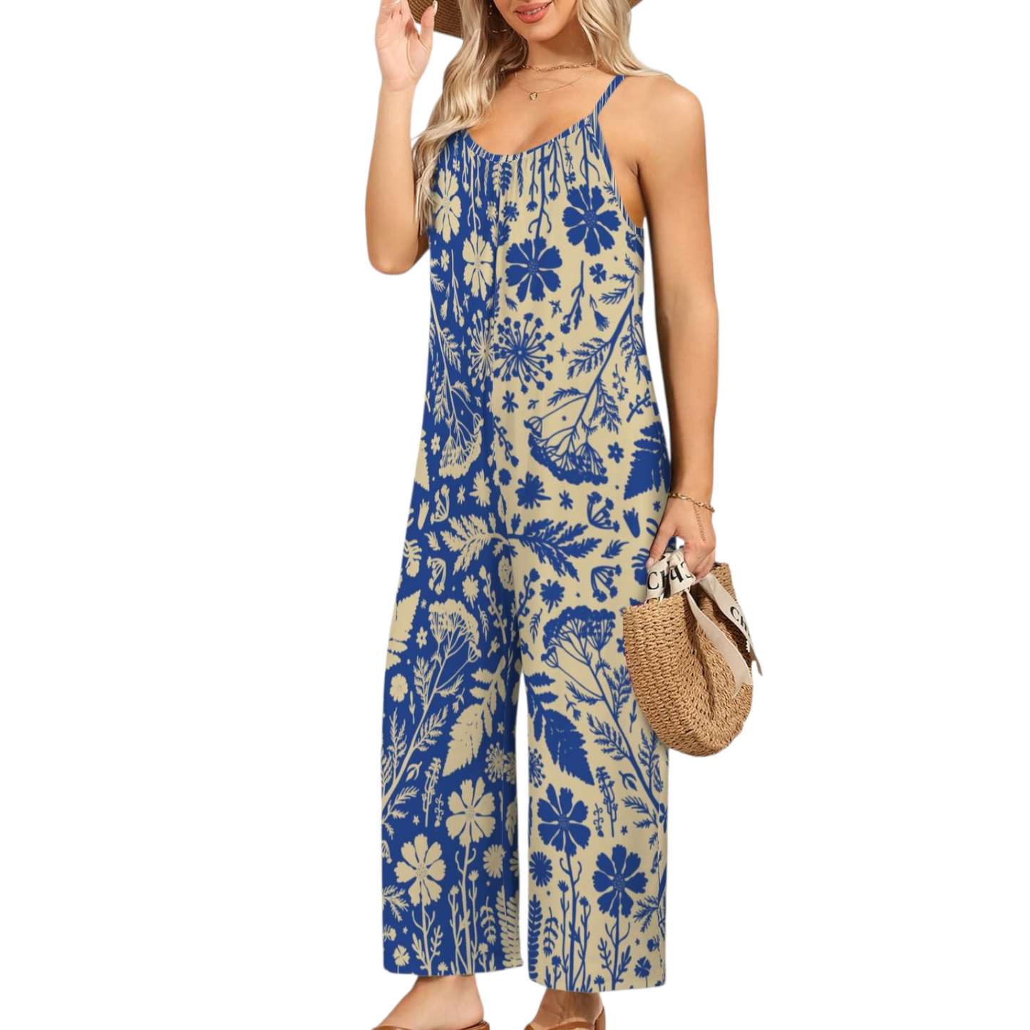 Botanika Jumpsuit ✴ Colorblock Blue + Tan