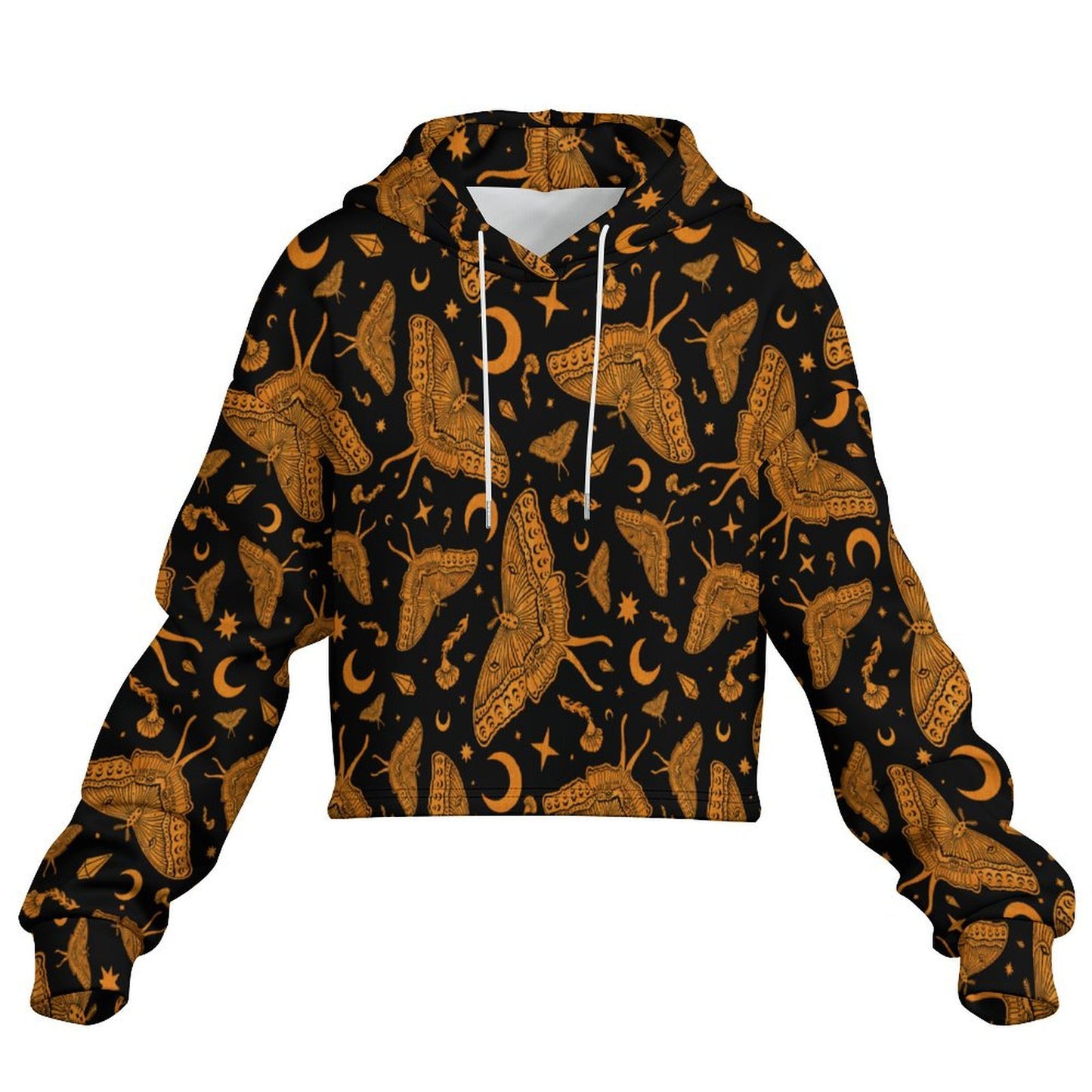 Luna Moth Cropped Hoodie ✴ Black