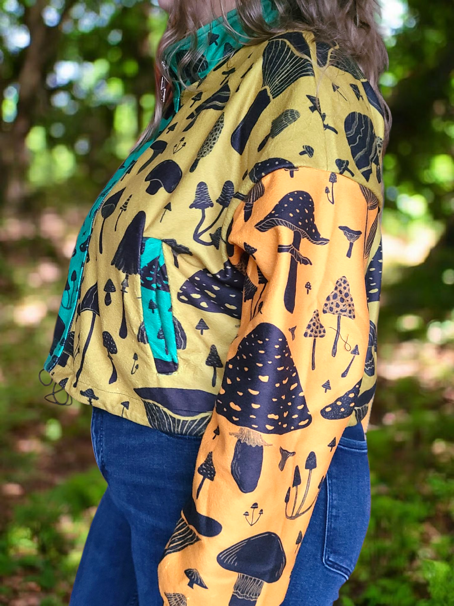 Mushroom Cropped Zip Up Jacket ✴ Colorblock