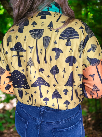 Mushroom Cropped Zip Up Jacket ✴ Colorblock