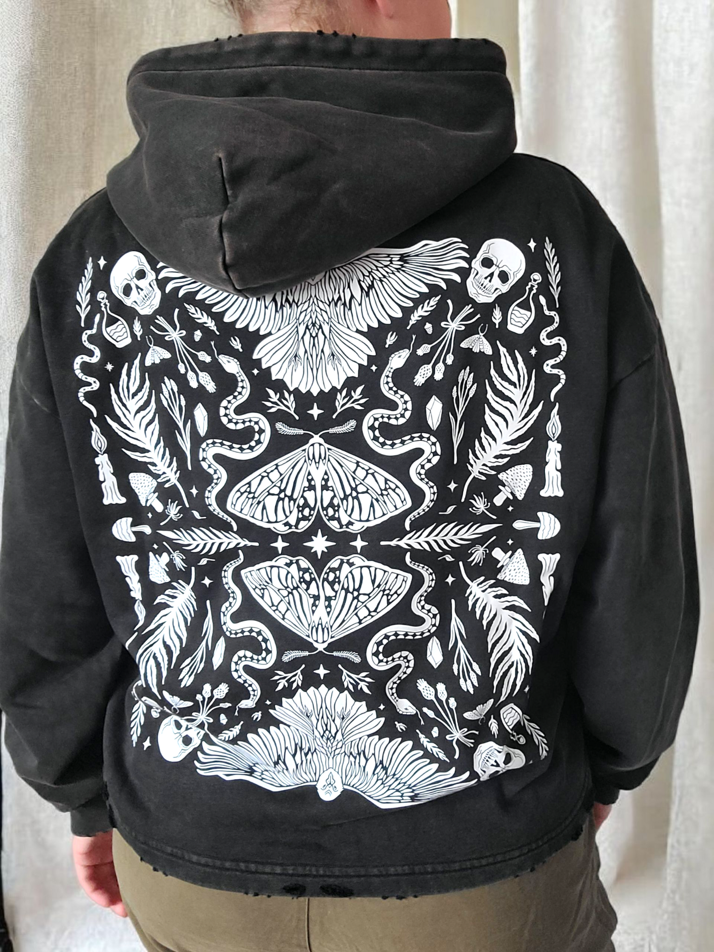 Forest Ritual Unisex Boxy Hoodie ✴ Midnight Black