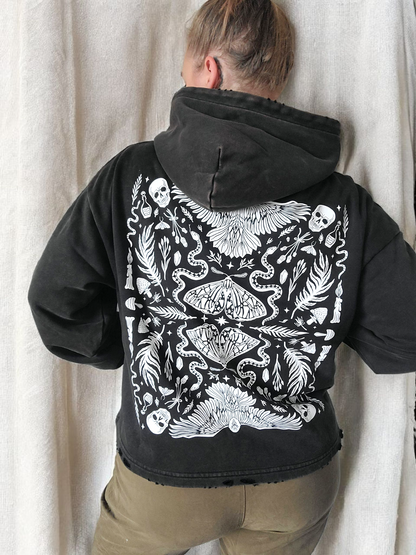 Forest Ritual Unisex Boxy Hoodie ✴ Midnight Black