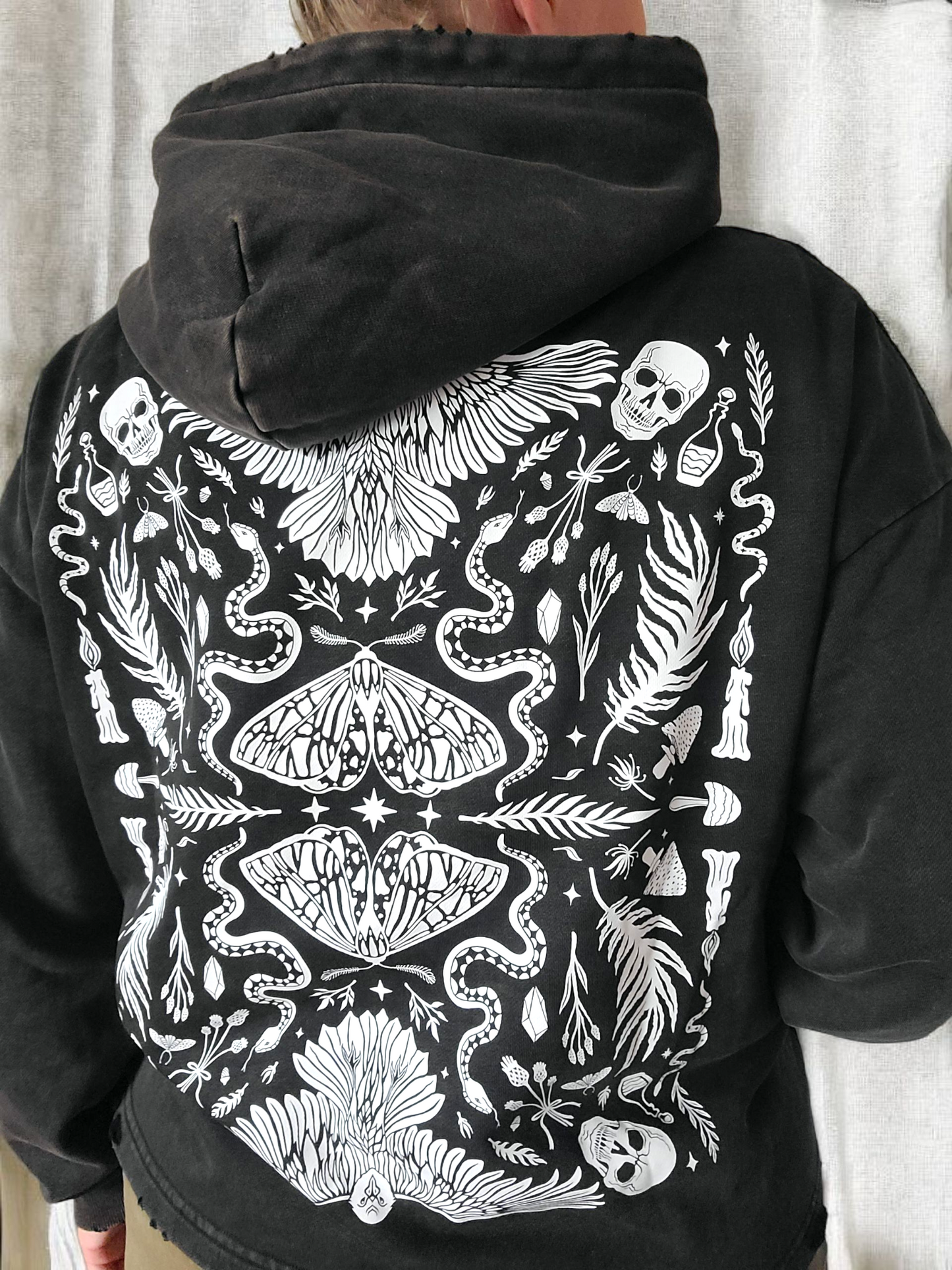 Forest Ritual Unisex Boxy Hoodie ✴ Midnight Black