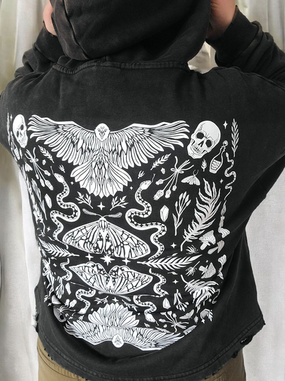 Forest Ritual Unisex Boxy Hoodie ✴ Midnight Black