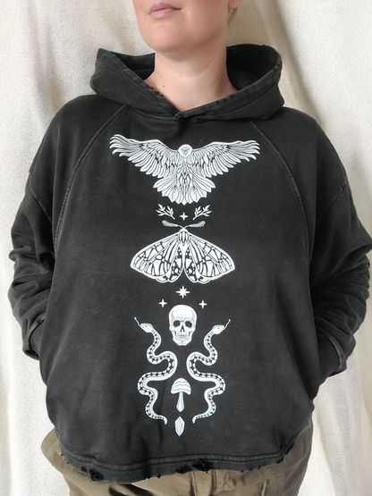 Forest Ritual Unisex Boxy Hoodie ✴ Midnight Black