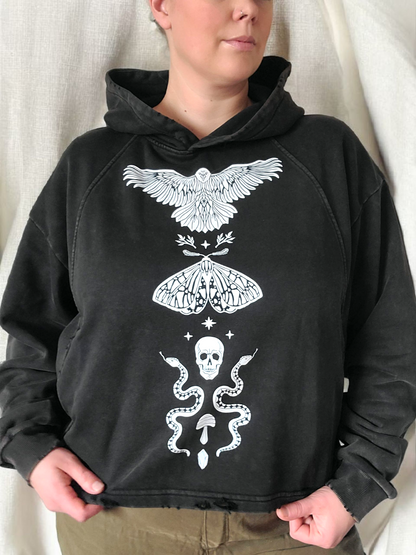 Forest Ritual Unisex Boxy Hoodie ✴ Midnight Black