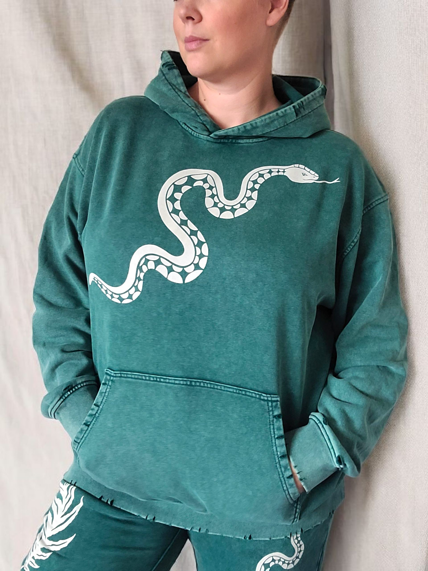 Forest Ritual Acid Wash Hoodie ✴ Dusty Green