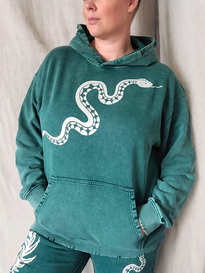 Forest Ritual Acid Wash Hoodie ✴ Dusty Green