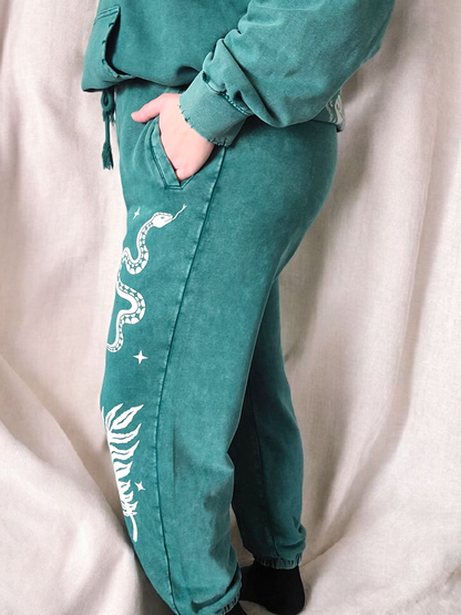 Forest Ritual Acid Wash Sweatpants ✴ Dusty Green