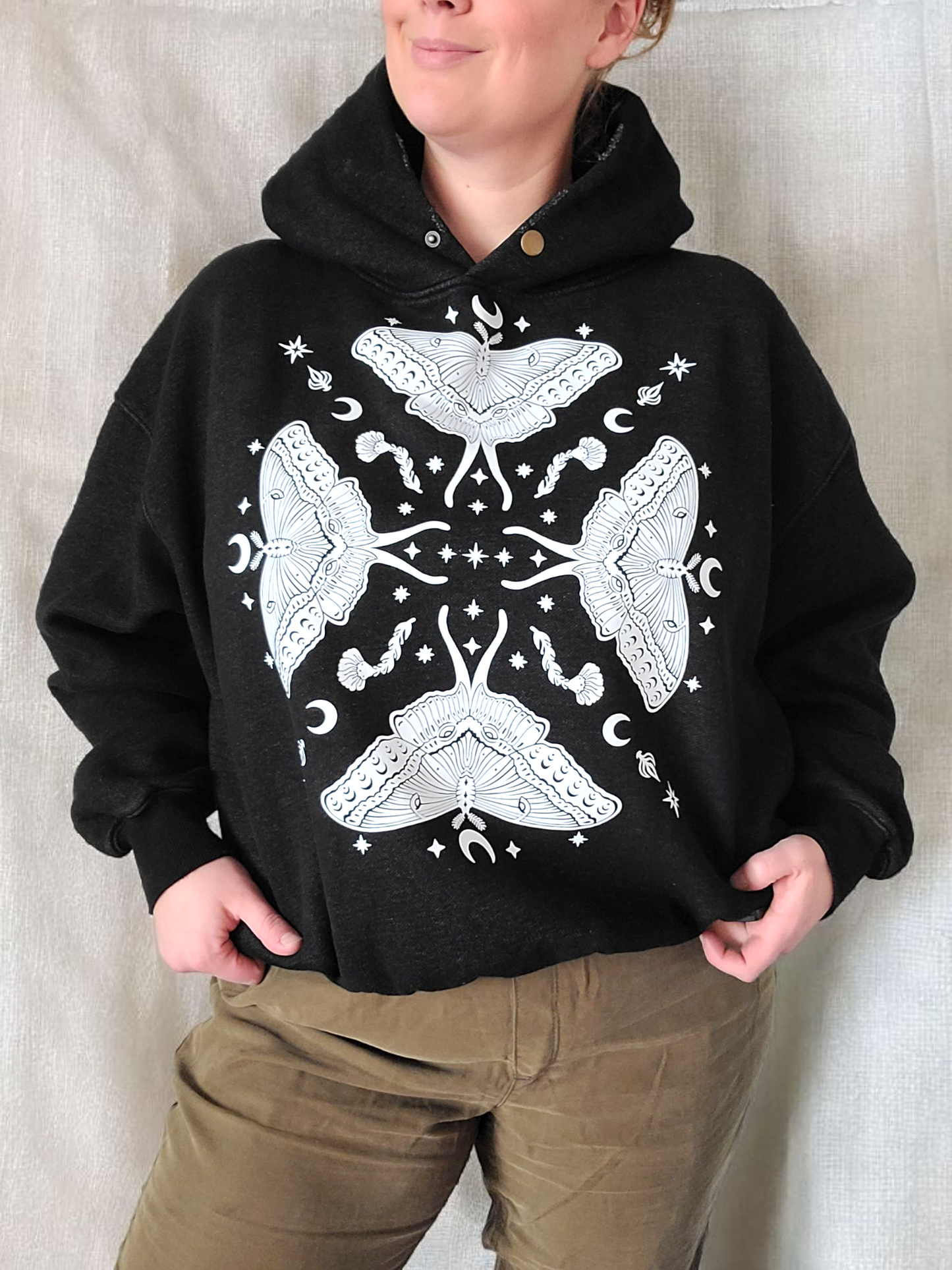 Moth Queen Unisex Hoodie ✴ Charcoal