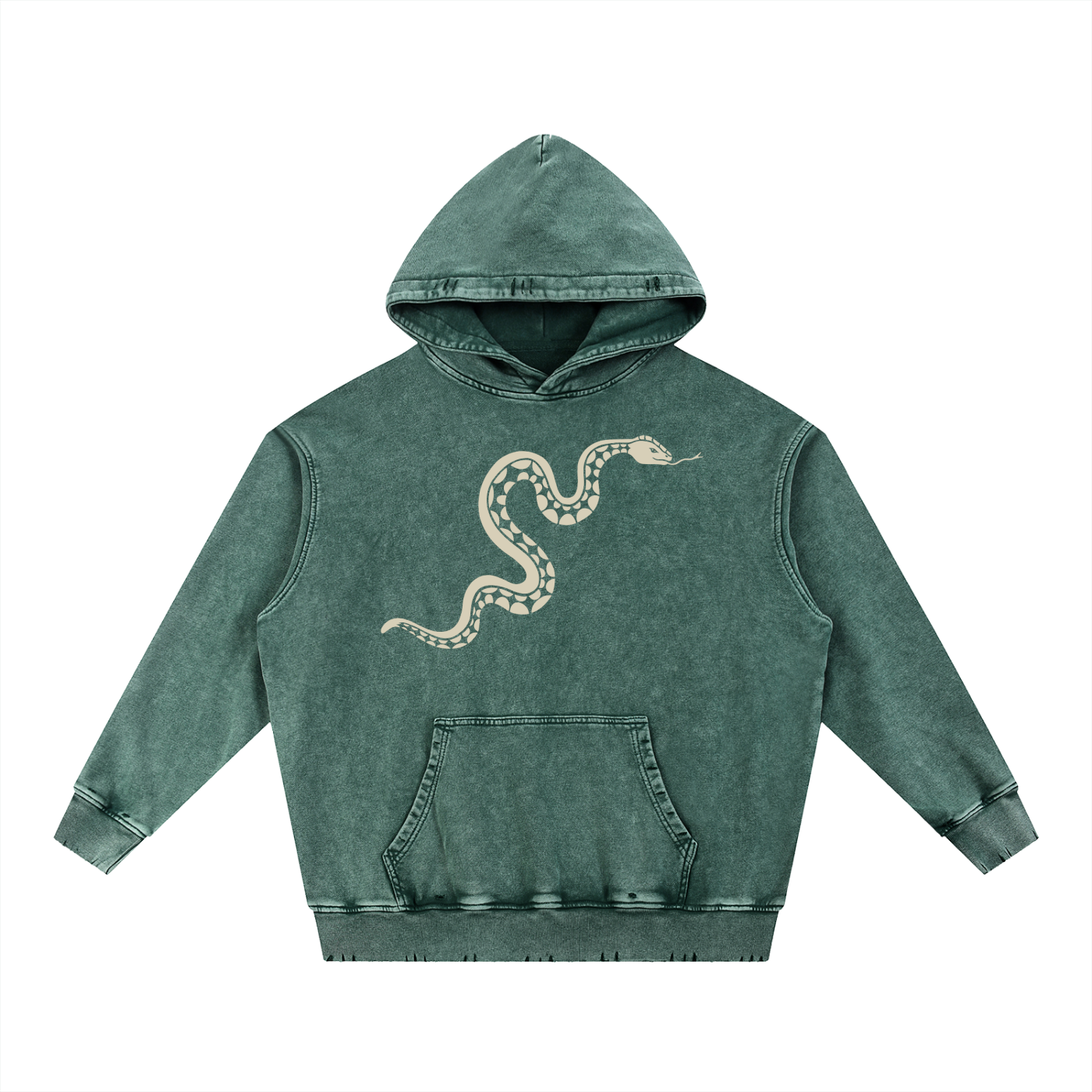 Forest Ritual Acid Wash Hoodie ✴ Dusty Green