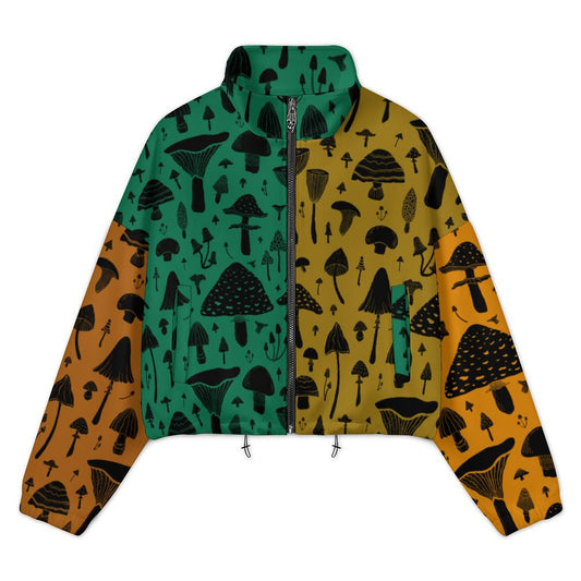 Jacket with mushroom pattern on a white background