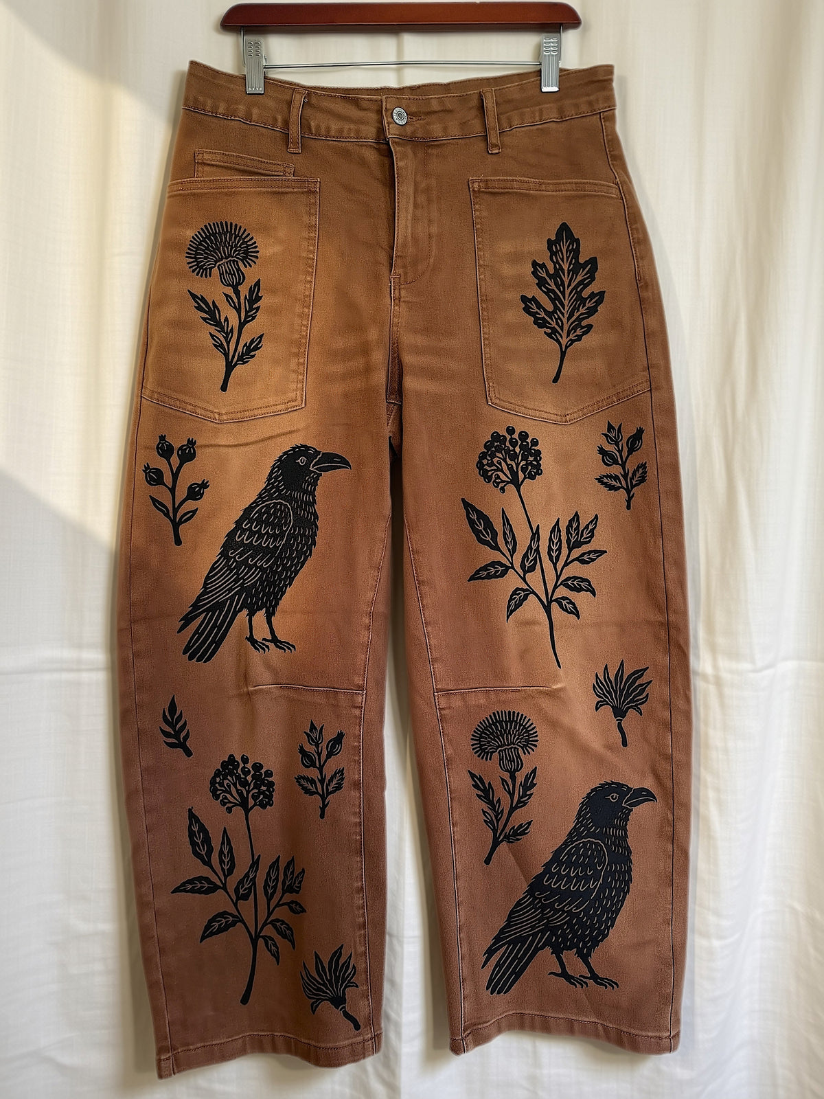 Pre-Order | Blackbird Hand Stamped Barrel Jeans