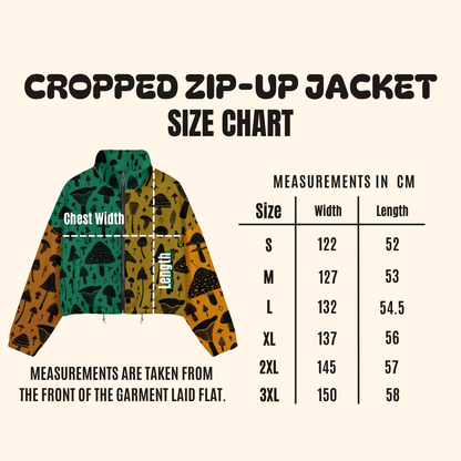 Mushroom Cropped Zip Up Jacket ✴ Colorblock