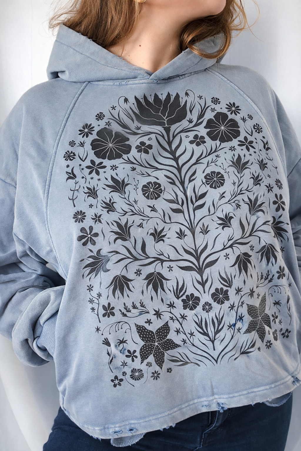 Folk Bloom Boxy Hoodie