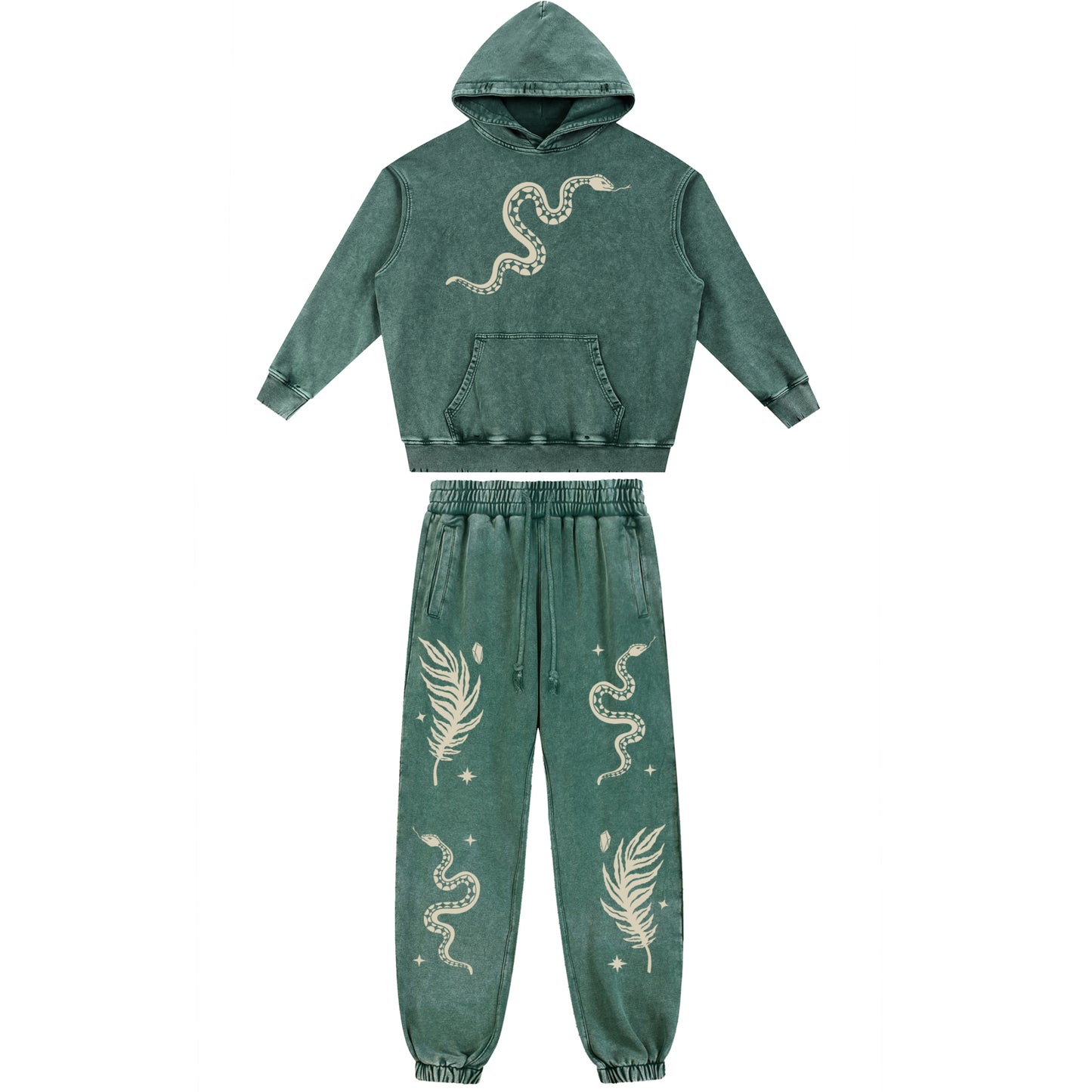 Forest Ritual Acid Wash Sweatsuit Set ✴ Dusty Green