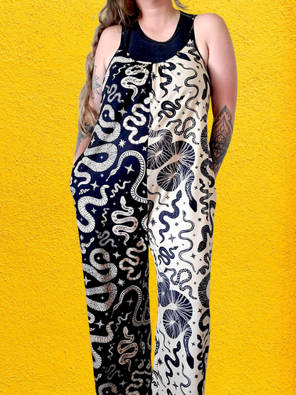Snake Charmer Jumpsuit ✴ Colorblock Black + Tan