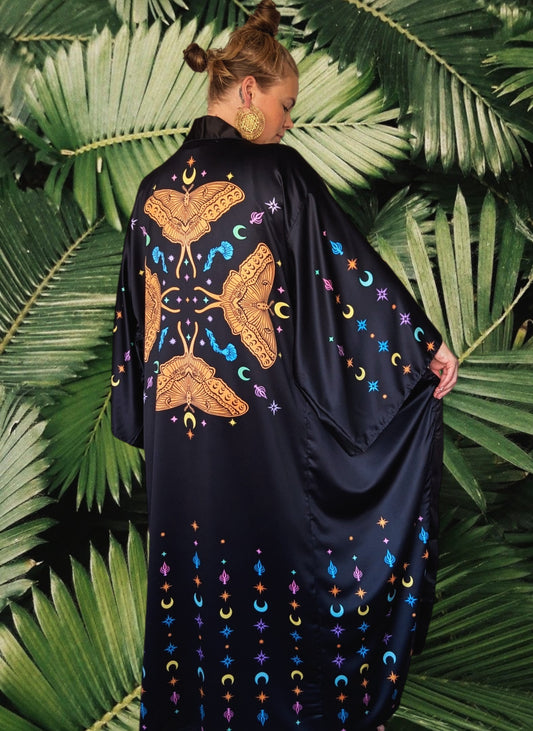 Moth Queen Long Robe ✴ Black Multi