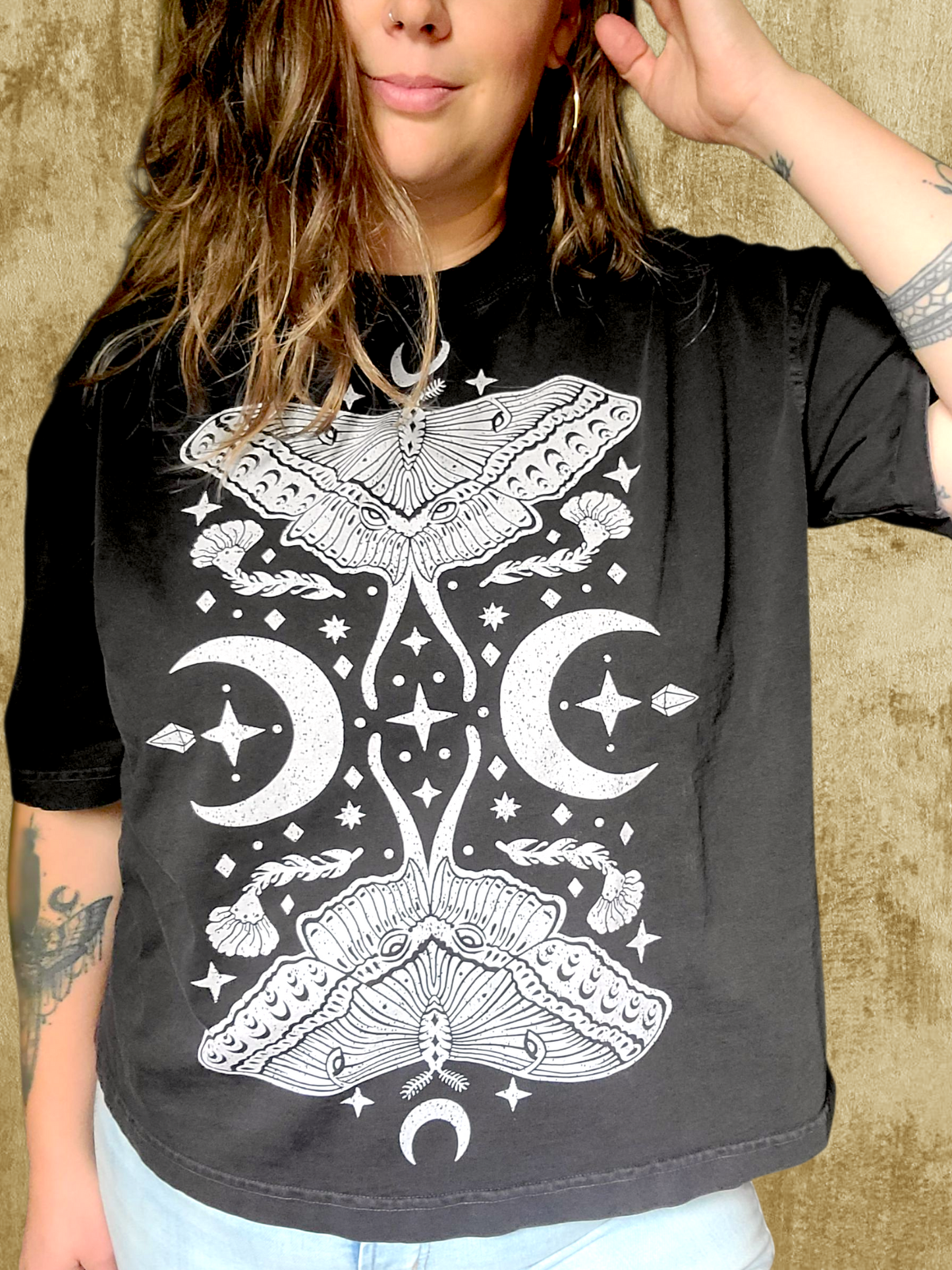 Moth Queen Boxy T-Shirt ✴ Smoke