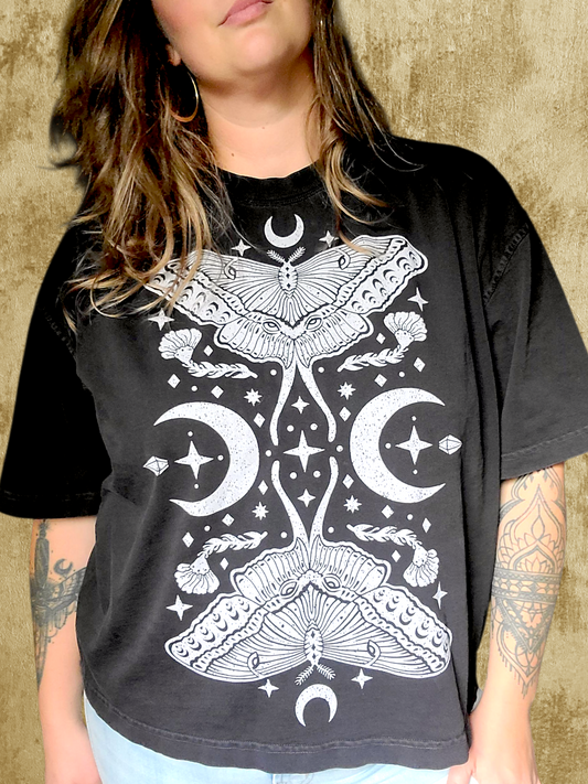 Moth Queen Boxy T-Shirt ✴ Smoke