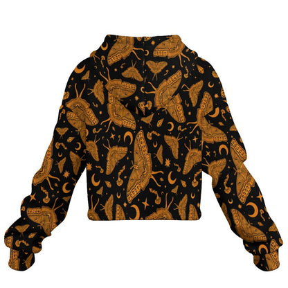 Luna Moth Cropped Hoodie ✴ Black