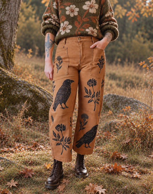 Pre-Order | Blackbird Hand Stamped Barrel Jeans