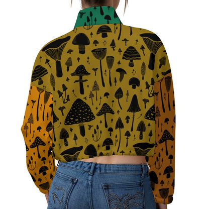 Mushroom Cropped Zip Up Jacket ✴ Colorblock