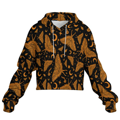 Luna Moth Cropped Hoodie ✴ Black