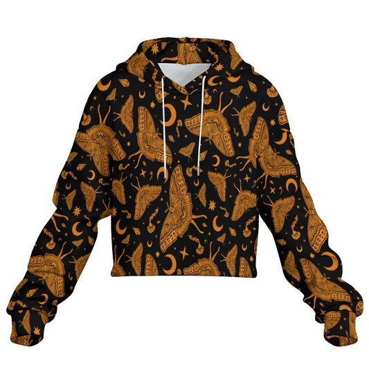 Luna Moth Cropped Hoodie ✴ Black