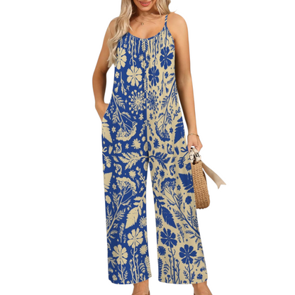 Botanika Jumpsuit ✴ Colorblock Blue + Tan