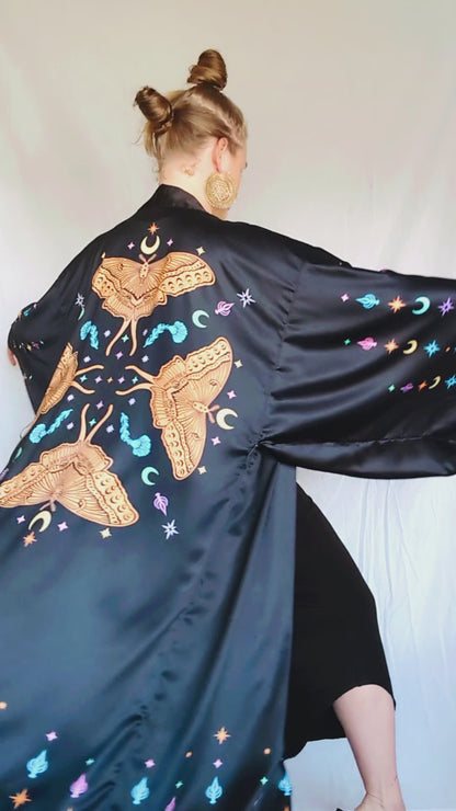 Moth Queen Long Robe ✴ Black Multi