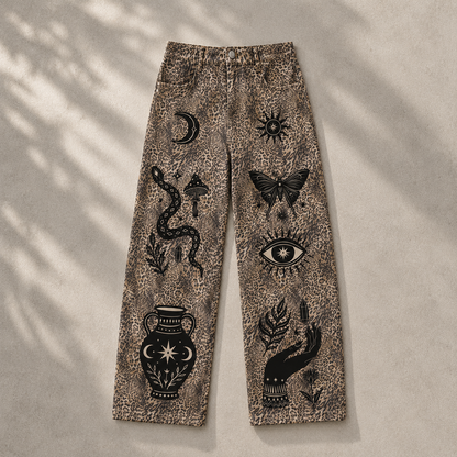 Spellwork Leopard Barrel Jeans